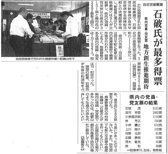 毎日新聞（9月28日）